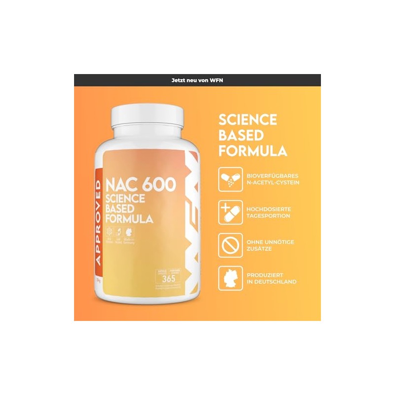 WFN Approved NAC 600 mg per Capsule - 365 Capsules