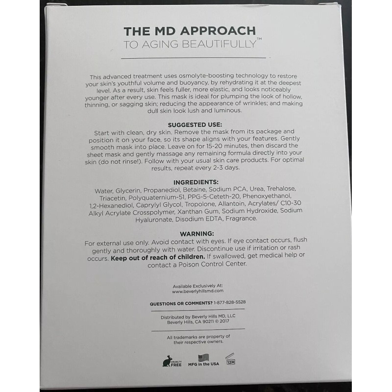 Beverly Hills MD Cosmeceuticals Ageless Volume Hyaluronic Face Mask 8