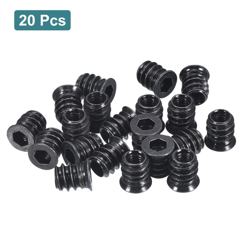 sourcing map 20Pcs Threaded Inserts, M6-1x13 Zinc Plated Carbon Steel