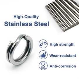9KM DWLIFE Fishing Split Rings - Stainless Steel Double Ring Clips Snaps for Fishing Hooks Lures Connector (（3#,4#,5#,6#,7#）-250pcs)
