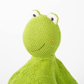 SIGIKID 39645 Knitted Cuddly Blanket Frog Knitted Love Cuddly Soft Cotton Knit Sleeping Aid and Comforter for Babies and Children from 0-36 Months, Green, 40 x 40 x 8 cm