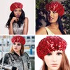 ZGMYC Shiny Sequin Beret Hat for Women Girls Fashion Beanie