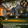 Solar Lanterns Outdoor Waterproof, Rust Iron Cage Candle Holder with