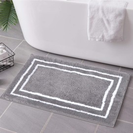 Uphome Gray Bathroom Bug, 20x31 Water Absorbent Small Bath Mat Quick Dry Non Slip, Soft Plush Microfiber Machine Washable Bath Rug for Tub, Shower, Floor, Sink