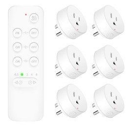 Remote Control Electrical Outlets, Nineleaf Expandable Wireless Outlet Switch with Countdown Timer, 15A/1500W, 500 Ft Range,for Lights, Fans, Christmas Lights, Small Appliance(1 Remotes+6 Plugs)