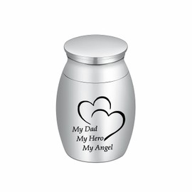 QGJNSGC Small Keepsake Urns for Human Mini Cremation Urn for Pet Ashes Small Funeral Urns for Ashes Stainless Steel Cremation Funeral Urn (Silver-C)