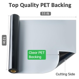 Black Permanent Vinyl - Matte Black Adhesive Vinyl Roll for All Cutting Machine, Permanent Outdoor Vinyl 12" x11FT for Decor Sticker, Car Decal, Scrapbooking, Signs, Matte & Waterproof