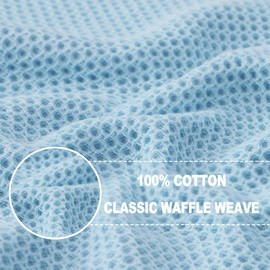Homaxy 100% Cotton Waffle Weave Kitchen Dish Cloths, Ultra Soft Absorbent Quick Drying Dish Towels, 12 x 12 Inches, 6-Pack, Sky Blue