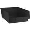 Glownary Black Polypropylene Shelf Bins with Label Holder, 11.5x8.3x4 Inch,