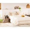 SUPERJARE Nightstand with Charging Station & Rattan-Like Decor Drawer, Rattan