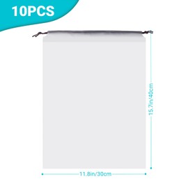 ourkiss 10 Pack Transparent Shoe Bags for Travel, Waterproof Drawstring Packing Cubes for Shoes, Travel Essentials for Women & Men, Cleat Bags for Sports, Laundry Bags for Dirty Clothes