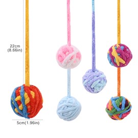 6 Pieces Interactive Cat Toy Balls with Bell, Plush Ball, Cat Interactive Hunting Toy for Indoor Cats, Cat Bell Ball, Pet Scratching Ball for Eliminating Bore (Random Colour)