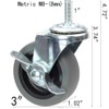YEEMIGO 3 Inch Stem Caster Wheels with Locking Brake，Soft Rubber