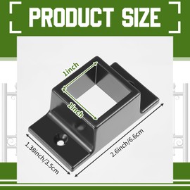 Zonon 1" x 1" Black Aluminum Fence Brackets Standard Wall Mount for Rails Double Flange Metal Square Brackets Residential Black Flat Fence Brackets for Fencing Railing Mounting(6 Pcs)