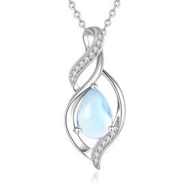 FANCIME June Birthstone Necklace for Women Moonstone Teardrop Necklace S925 Sterling Silver Infinity Love Birthday Gifts for Mom Women, 16"+2" Inches