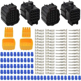 WMYCONGCONG 2 Kit, 16 Poles, 16 Pin Waterproof Electrical Wire Connector, For Wiring Coupler Male & Female Connection Terminals, Plug Socket Kit, Waterproof Electrical Terminals, For Automobiles, Cars