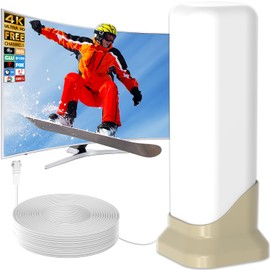TV Antenna for Smart TV, Digital Indoor HD Antenna with 360° Long Range Reception & Magnetic Base, Supports 4K 1080P VHF/UHF Local Channels, Easy Setup with 10ft Coax Cable (YT-4)