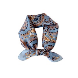 LumiSyne Women's Silk Scarf, Square Scarf, Paisley Pattern, Horse Pattern, Lightweight, Soft, Hair Bandage, Neckerchief, Decorative, Headwear, Handkerchief, Scroll, blue paisley