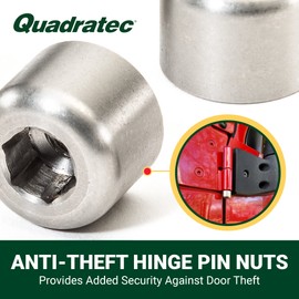 Quadratec Anti-Theft Hinge Pin Nuts - Fits Jeep Wrangler TJ & LJ Unlimited 1997-2006 - Stainless Steel Hinge Pins - Made in the USA - Added Security Prevents Door Theft - 4-Pack with Allen Wrench