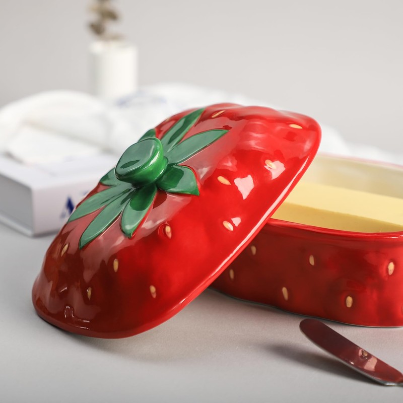 Bicuzat Ceramic Butter Dish with Lid Butter Keeper Butter Plate