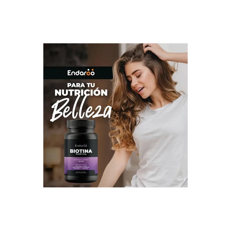 Biotina 10,000 Mcg Con Colágeno, Ácido Hialurónico, Magnesio 30 Cápsulas