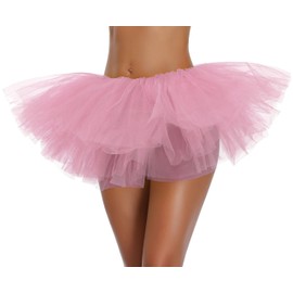 v28 Mujeres, Adolescentes, Adultos Clásico elástico falda de tutú con 3, 4, 5 capas de tul, Pink 5layer, Talla única