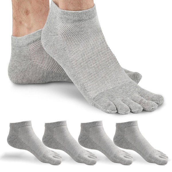 Men's Toe Socks, 5 Pairs Cotton No Show Low Cut