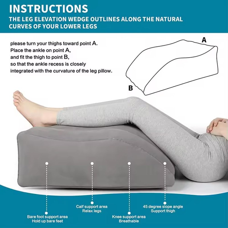 Kakalote Leg Elevating Pillow, Inflatable Wedge Pillows for Sleeping, Travel