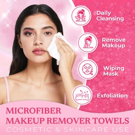 SOOWASH Makeup Remover Little Towels - Ultra Soft Fragrance Free & Alcohol Free Face Towels for Sensitive Skin,（60 Count 480 Uses）Dry Wipes Travel Firendly