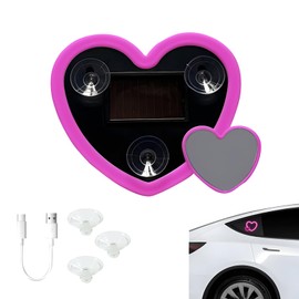 Solar Powered Car LED Ambient Light - Double Heart Shaped Neon Accent for Rear & Side Windows|Romantic Gift for Christmas,Valentine's Day, Date Night|5 Modes Wireless Car Lights (Pink)
