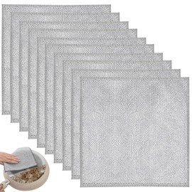 10pcs Multipurpose Wire Dishwashing Rags for Wet&Dry, Wire Dishwashing Cloths Stainless Double-Layer Cleaning Rags, Stainless Steel Dish Cloths for Washing Dishes Home Kitchen Dishes Stove Top