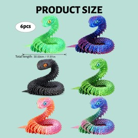 TUBAWD 6PCS 3d Printed Snake, 3d Printed Animals, Snake - Great Realistic Fake Snake Decoration for Home Office Party Educational Props Novelty Gifts for Nature Lovers