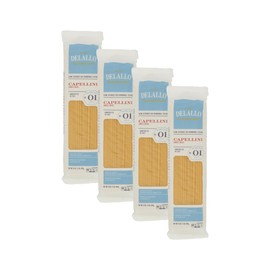 DeLallo Capellini Pasta, 1 Pound Bag, 4 Pack, Angel Hair, Made in Italy, Cooks in 4 Minutes, Made with Durum Wheat Semolina Flour, Non-GMO