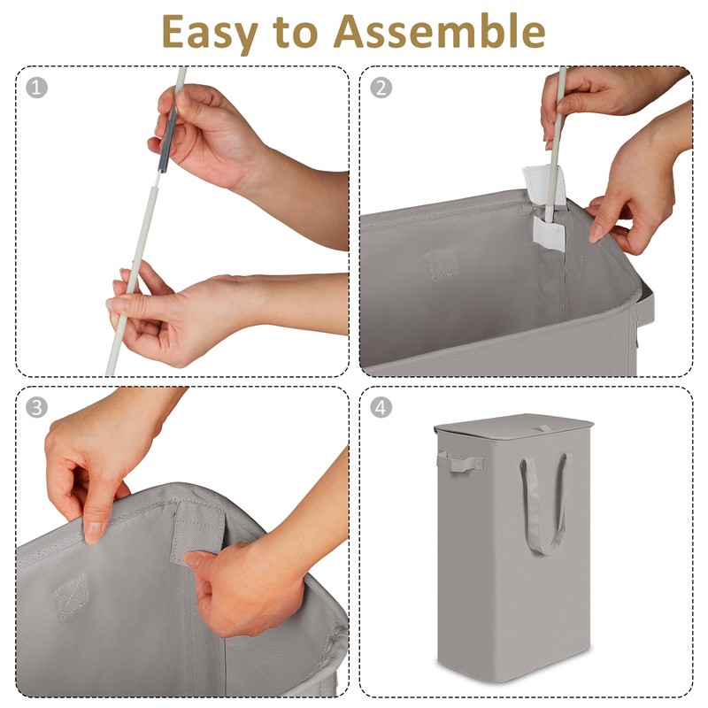 efluky Slim Laundry Basket with Lid, Narrow Laundry Hamper with