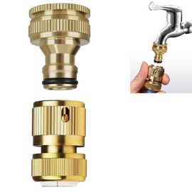 Brass Hose Connector, Garden Hose Connector, Thread Easy Connection Tap Adapter, 1/2 Inch and 3/4 Inch 2-in-1 Tap Connector, 1/2 Inch Quick Connect Garden Hose Fittings