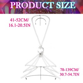 Nicute Pearl Body Chain White Pearls Layered Chest Chain Sparkly Crystal Bikini Dress Body Jewelry for Women