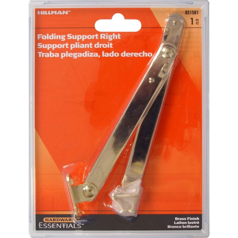 Hardware Essentials 851581 Folding Support Right Side Brass