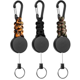 3 Stücke Schlüsselanhänger Ausziehbar, Schlüsselband Ausziehbar, ausweishalter schlüsselbänder ausziehbar mit 60cm Stahlseil, Einziehbarer Ausweis JoJo Schlüsselkette mit Karabiner