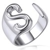 KeyStyle Letter S Rings for Women, Bold Initial Rings Platinum