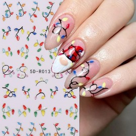 3Pcs Christmas Nail Stickers for Nail Art 5D Self-Adhesive Christmas Light Nail Art Stickers Snowflake Santa Claus Nail Decals Cute Elk Embossed Nail Design Supplies for Women DIY Winter Nail Decor