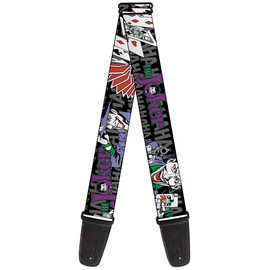 Buckle-Down Guitar Strap - The Joker Pose/Cards/HAHAHAHA Black/Gray - 2" Wide - 29-54" Length