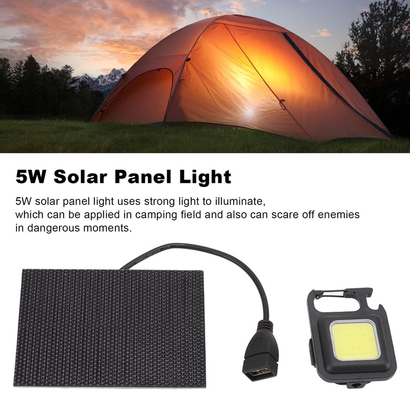 Monocrystalline Solar LED Light 5W IP68 Waterproof USB Rechargeable Solar