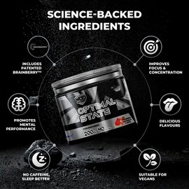 WOD Powders Optimal State - Nootropic Focus Powder for Brain Health & Cognitive Function | with BrainBerry, EnXtra & AstraGin | 40 Servings | Made in The UK by WOD Powders - 200g (Strawberry Watermelon)