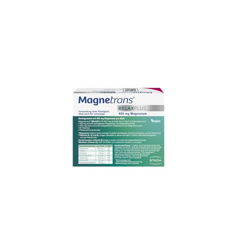Magnetrans RelaxPlus 400 mg Magnesium Direct Granulate Sticks with Blueberry