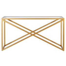 Calix 55'' Wide Rectangular Console Table in Brass