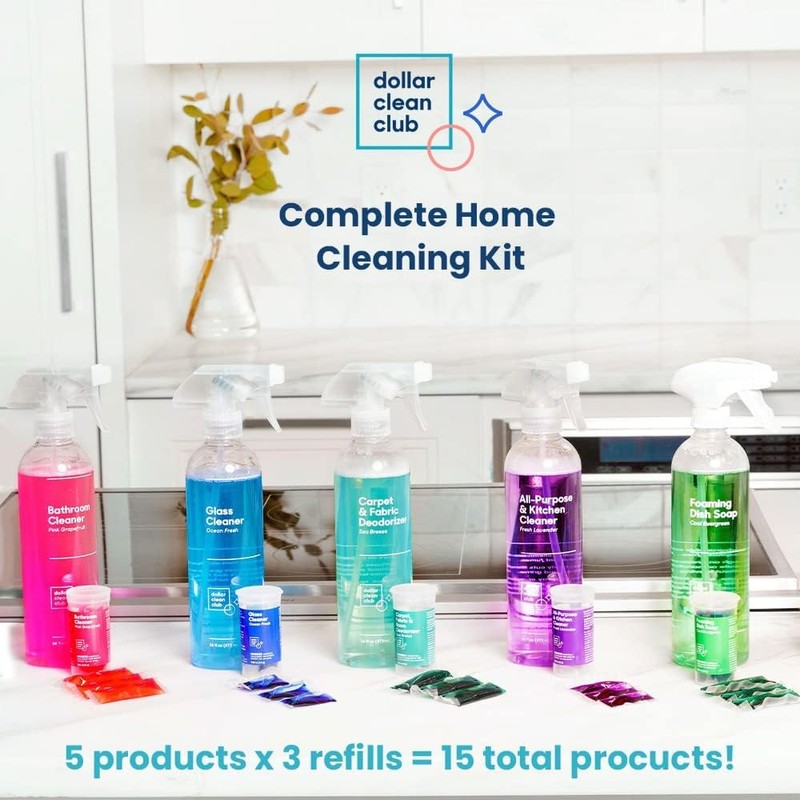 DOLLAR CLEAN CLUB Complete Home Cleaning 15 Pack Kit, Kitchen,