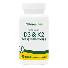Natures Plus Vitamins D3 & K2-90 Tablets - Promotes Bone Support, Immune Function, Cardiovascular Health & Mood Balance - Vegetarian, Gluten Free - 90 Servings