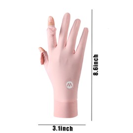 Bvxchg Women UV Protection Gloves, Thin Ice Silk Touchable Screen with Anti Slip Particles Fishing Cycling Hiking Gloves (Pink)