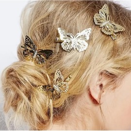 Abc Style Broche Pinza Pasador Dorada de Mariposa Kit 4 Piezas Elegante para Pelo Fiesta Boda Mujeres y Niñas Comodo de Llevar de Lujo