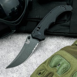 BM 865 Pocket Knife Fruit Knife Portable Outdoor Camping Hunting Survival Essential Multi-functional Folding Knives Men's Giftcolor: Black handle with half teeth, blade length: 2.8in, blade width: 0.984in, type: Folding Blade Knife